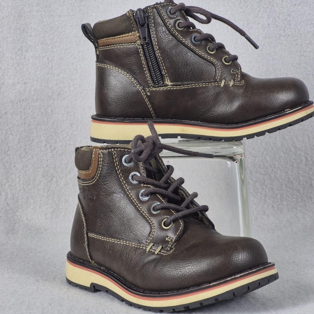 Eddie Bauer Quantum Little Boys Lace-Up Side Zip Boots – Brown – Size 9M